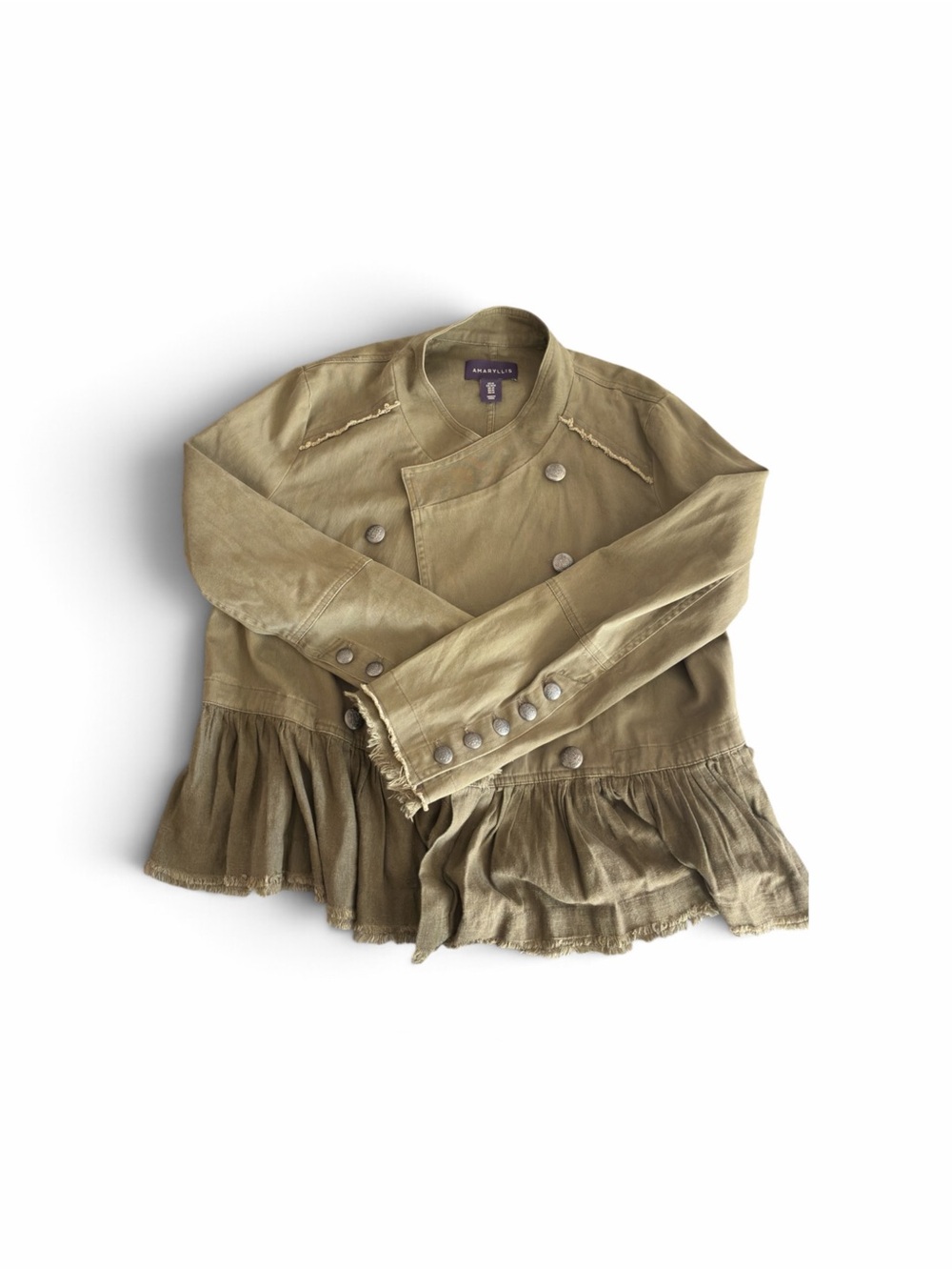 Amaryllis Olive Military-Inspired Jacket with Tulle Hem